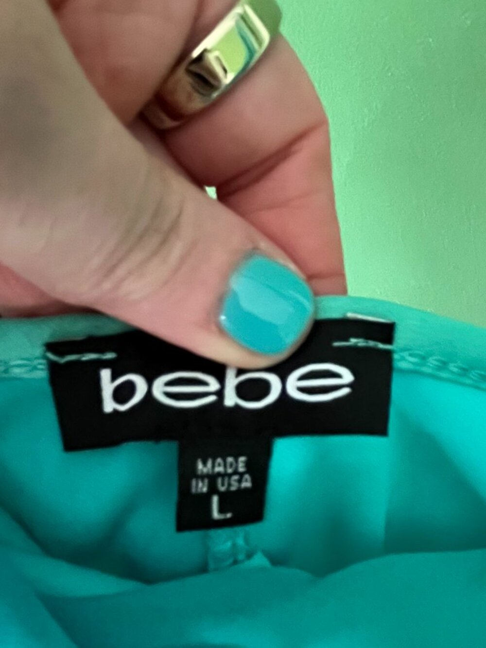Bebe Women's Ombre Asymmetrical Dress - Blue/Green - Picture 4 of 5
